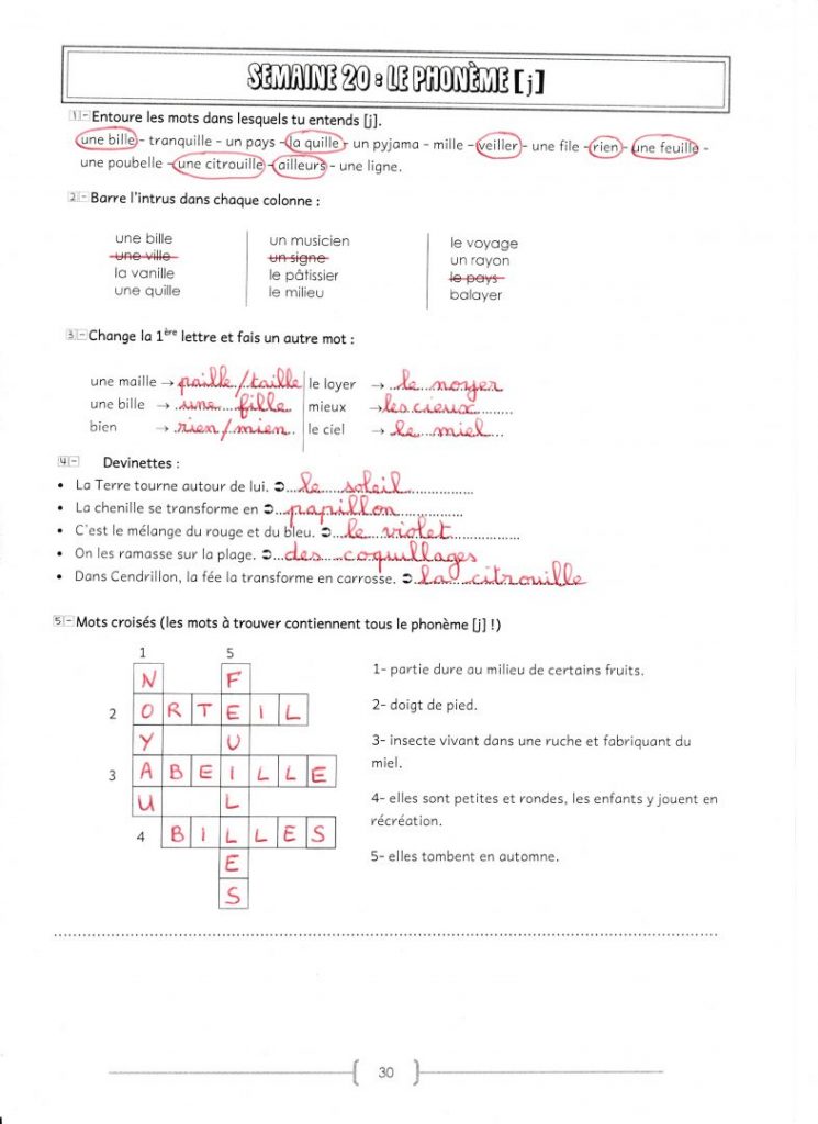 Correction Semaine G Ecole Jean Hoarau