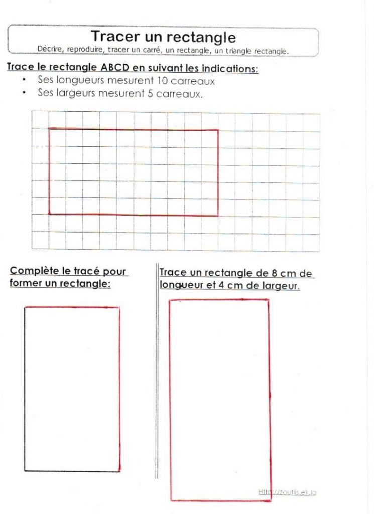 Tracer Un Rectangle Correction 9740276G Ecole Jean Hoarau