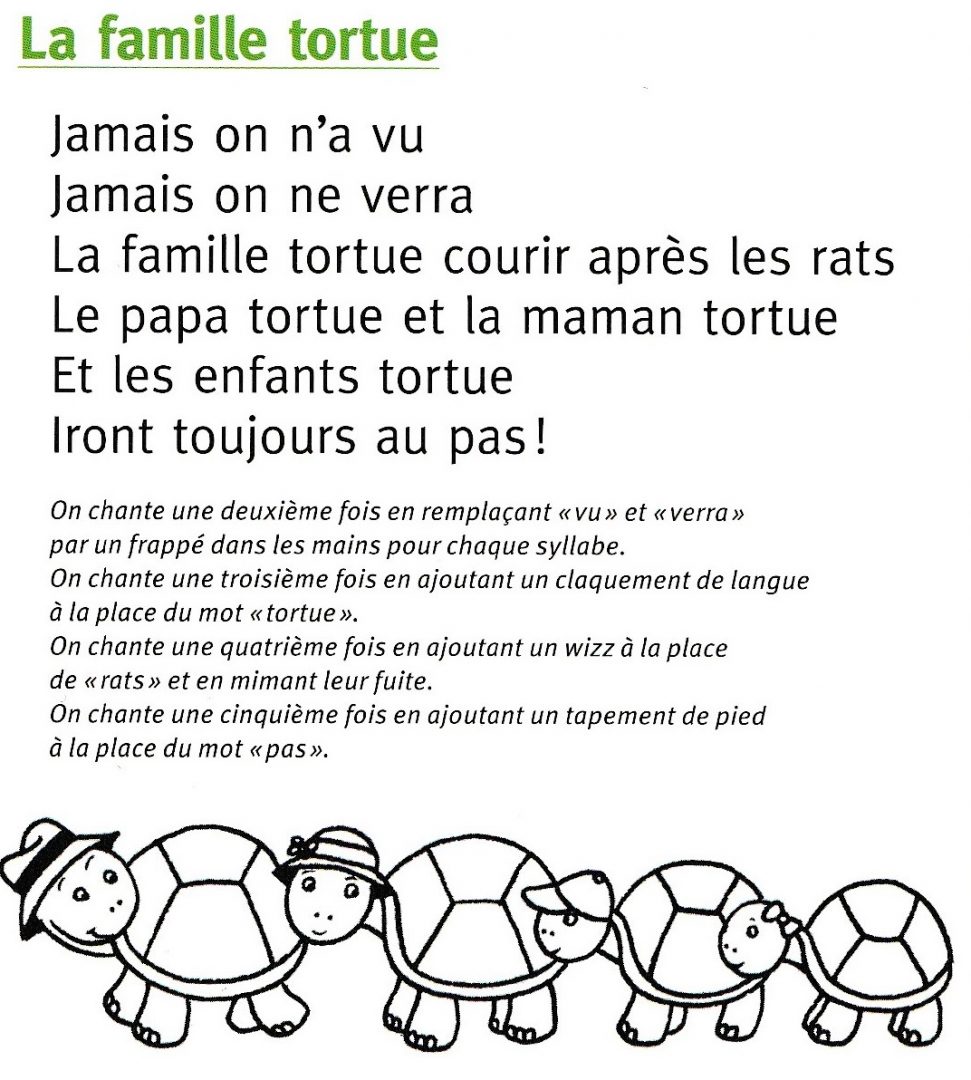 Comptine La Famille Tortue Illustr E La Famille Tortue Partition