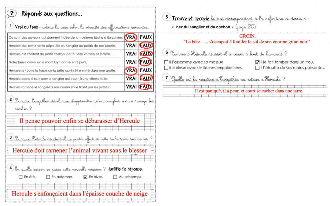 Les 12 Travaux D Hercule Questionnaire Cm2