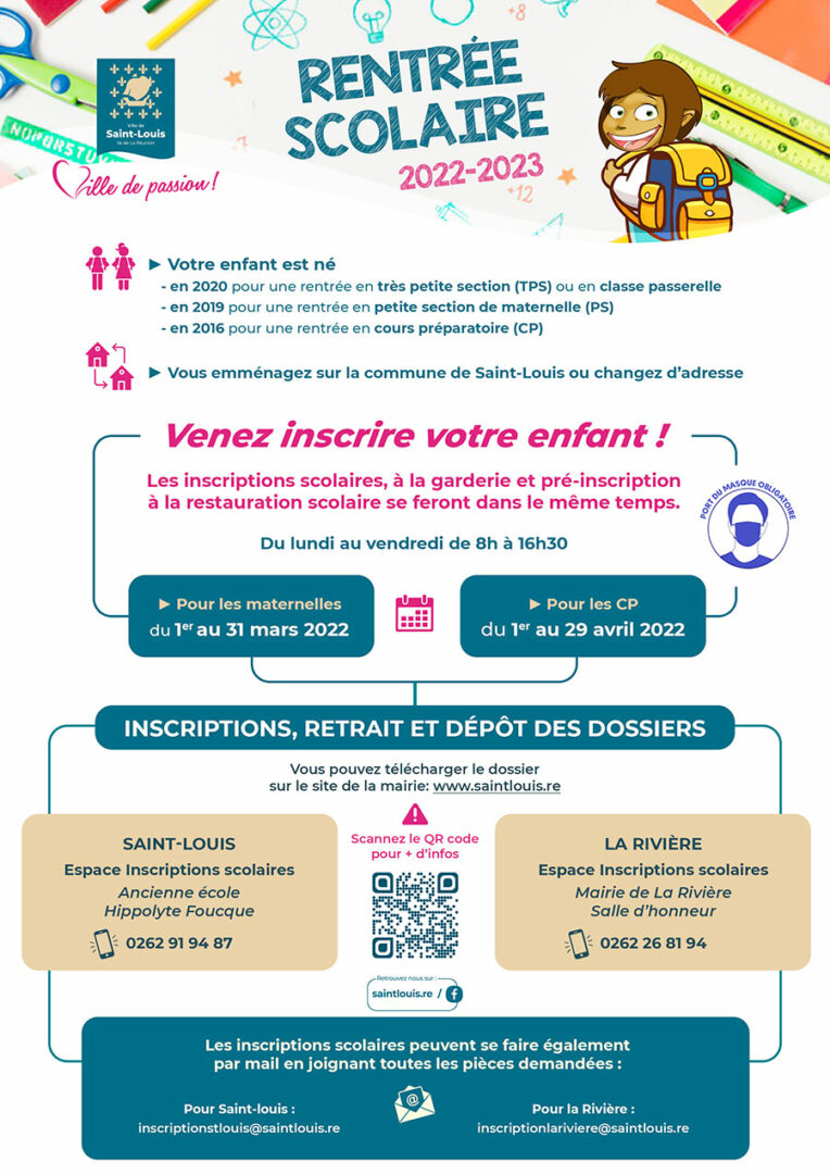 Inscriptions Rentrée Scolaire 2022-2023 | Ecole Mat RAVINE PIMENTS ...